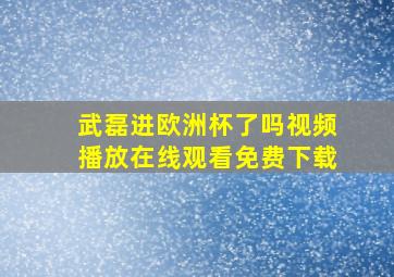 武磊进欧洲杯了吗视频播放在线观看免费下载