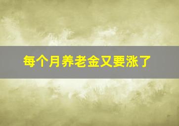 每个月养老金又要涨了