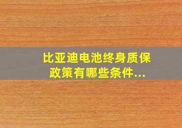 比亚迪电池终身质保政策有哪些条件...