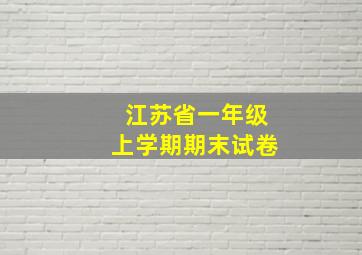 江苏省一年级上学期期末试卷