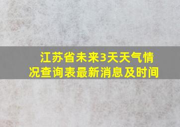 江苏省未来3天天气情况查询表最新消息及时间