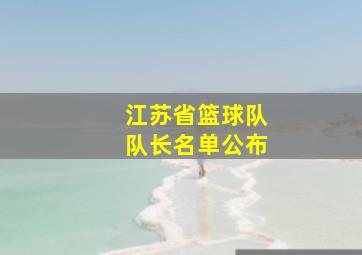 江苏省篮球队队长名单公布