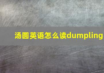 汤圆英语怎么读dumpling