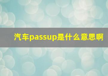 汽车passup是什么意思啊