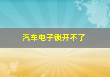 汽车电子锁开不了