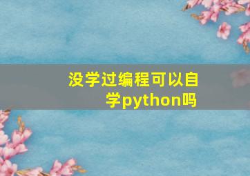 没学过编程可以自学python吗