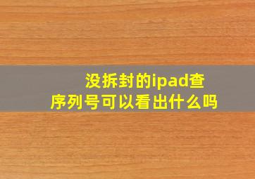 没拆封的ipad查序列号可以看出什么吗