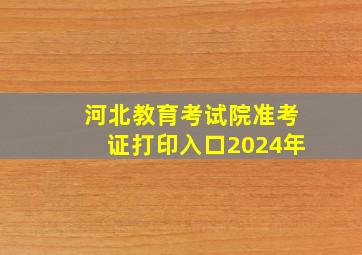 河北教育考试院准考证打印入口2024年