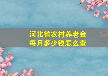 河北省农村养老金每月多少钱怎么查