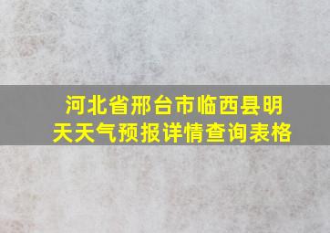 河北省邢台市临西县明天天气预报详情查询表格