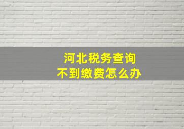 河北税务查询不到缴费怎么办