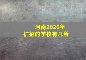 河南2020年扩招的学校有几所