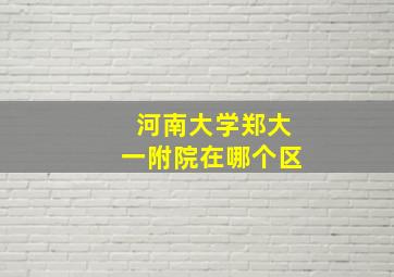 河南大学郑大一附院在哪个区