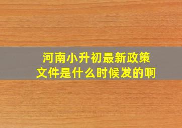 河南小升初最新政策文件是什么时候发的啊