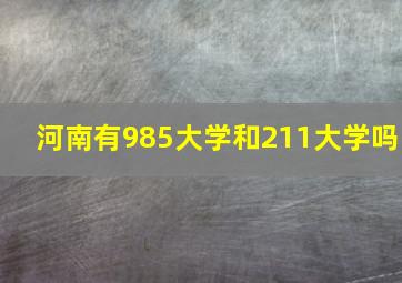 河南有985大学和211大学吗