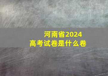 河南省2024高考试卷是什么卷