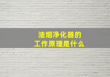 油烟净化器的工作原理是什么