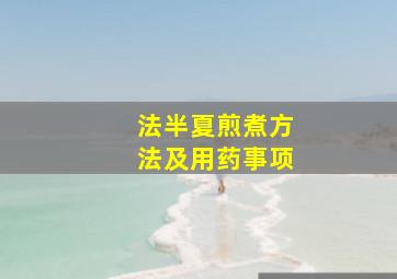 法半夏煎煮方法及用药事项