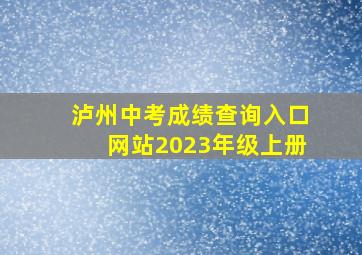 泸州中考成绩查询入口网站2023年级上册