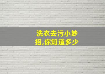 洗衣去污小妙招,你知道多少