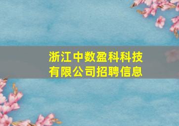 浙江中数盈科科技有限公司招聘信息