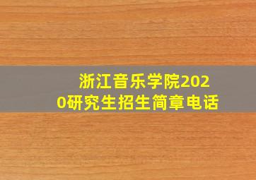 浙江音乐学院2020研究生招生简章电话