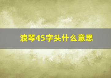 浪琴45字头什么意思