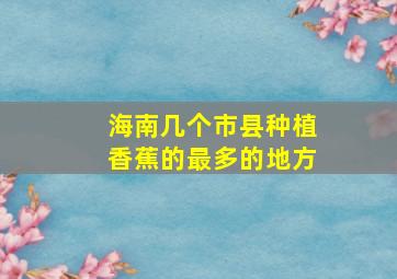 海南几个市县种植香蕉的最多的地方