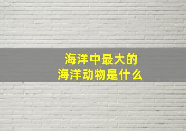 海洋中最大的海洋动物是什么