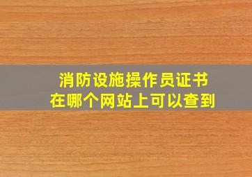 消防设施操作员证书在哪个网站上可以查到