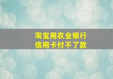 淘宝用农业银行信用卡付不了款