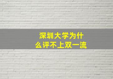 深圳大学为什么评不上双一流