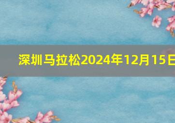 深圳马拉松2024年12月15日