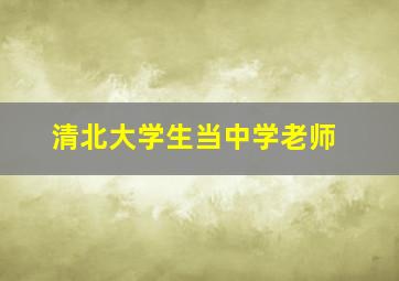 清北大学生当中学老师