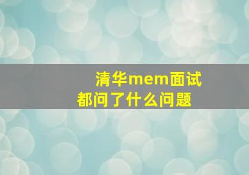 清华mem面试都问了什么问题