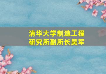 清华大学制造工程研究所副所长吴军