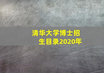 清华大学博士招生目录2020年