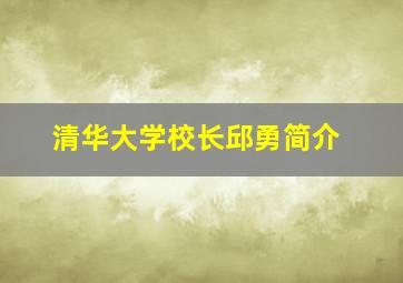 清华大学校长邱勇简介