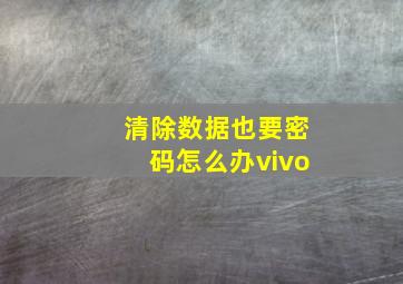 清除数据也要密码怎么办vivo