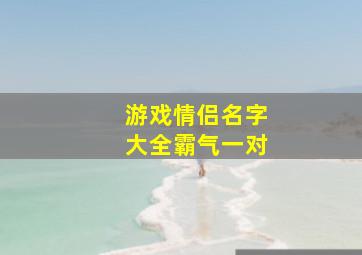 游戏情侣名字大全霸气一对