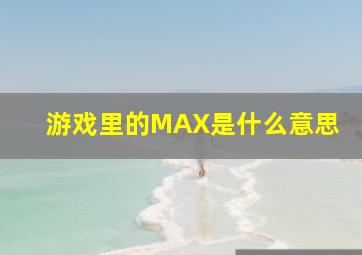 游戏里的MAX是什么意思