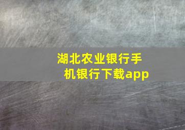 湖北农业银行手机银行下载app