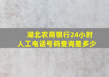 湖北农商银行24小时人工电话号码查询是多少