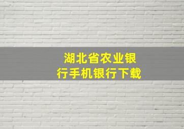 湖北省农业银行手机银行下载