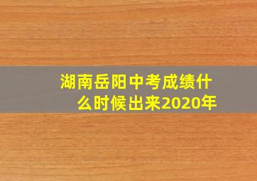 湖南岳阳中考成绩什么时候出来2020年