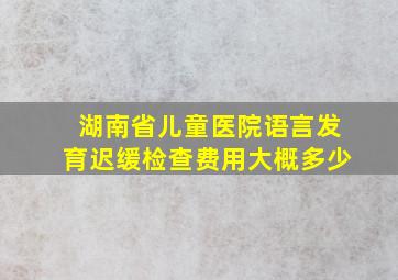 湖南省儿童医院语言发育迟缓检查费用大概多少