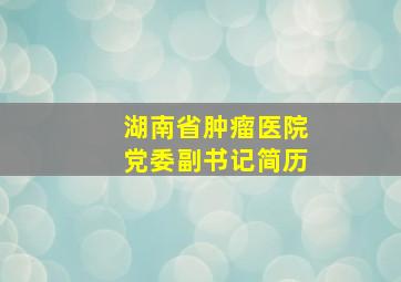 湖南省肿瘤医院党委副书记简历