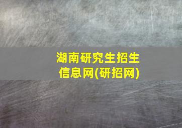 湖南研究生招生信息网(研招网)