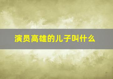 演员高雄的儿子叫什么