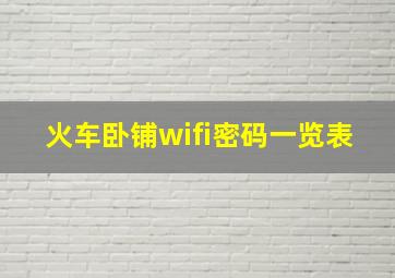 火车卧铺wifi密码一览表